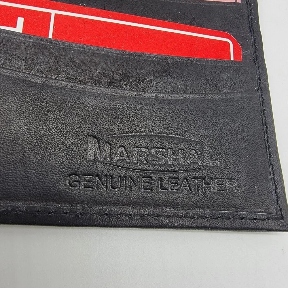 NEW Leather Wallet Credit Card & ID Holder‎ Genuine Leather Black Men's MARSHAL